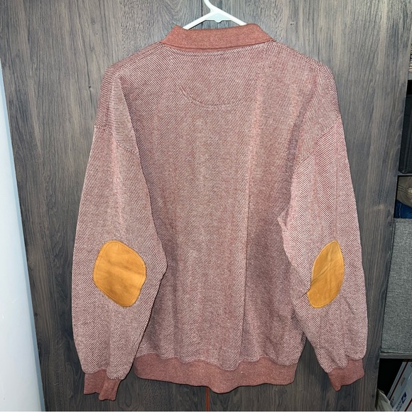 Orvis Men's 1/4 Button Sweater With Leather Elbows Patch - Picture 5 of 6